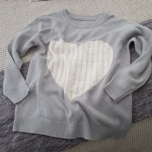 Gray Sweater with White Heart, size Large